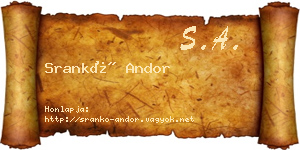 Srankó Andor névjegykártya